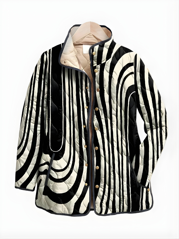 Fine™ | Casual Quilted Jacket with Abstract Geometric Design