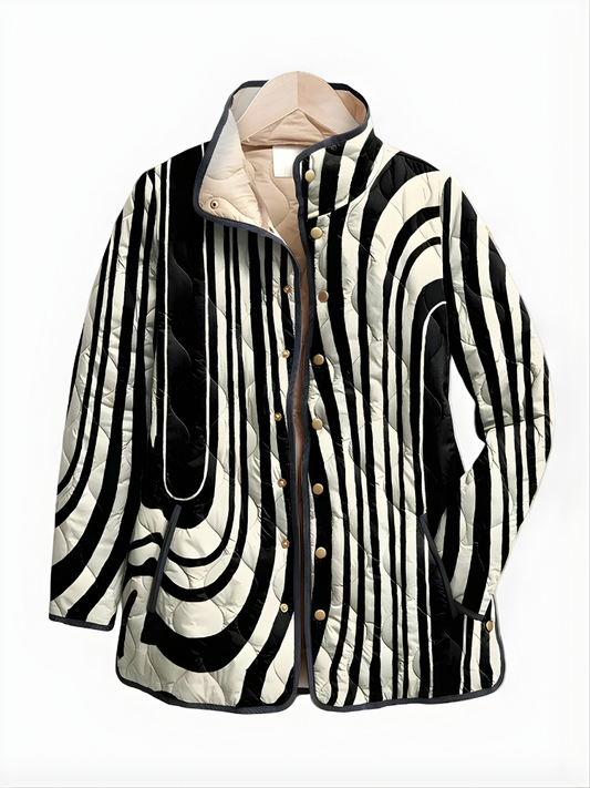 Fine™ | Casual Quilted Jacket with Abstract Geometric Design