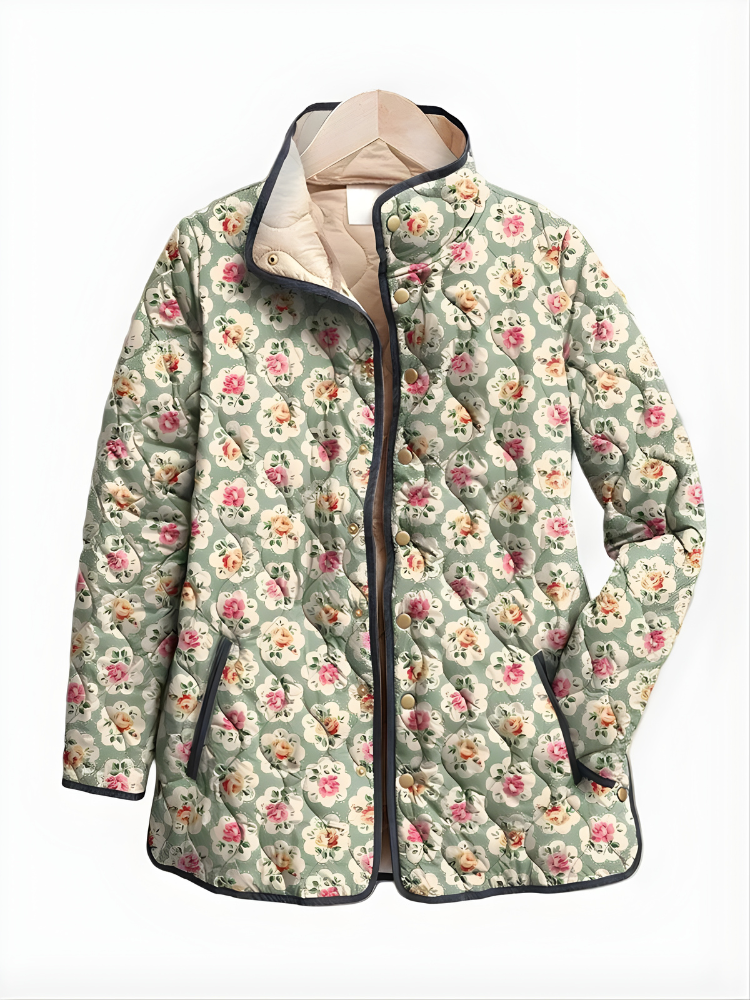 Celine™ | Quilted Jacket with Vintage Floral Print