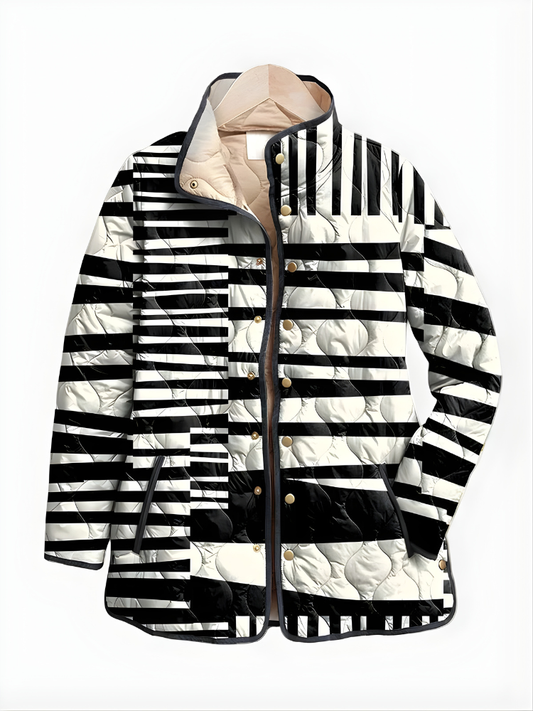 Stripe™ | Abstract Padded Jacket Black and White