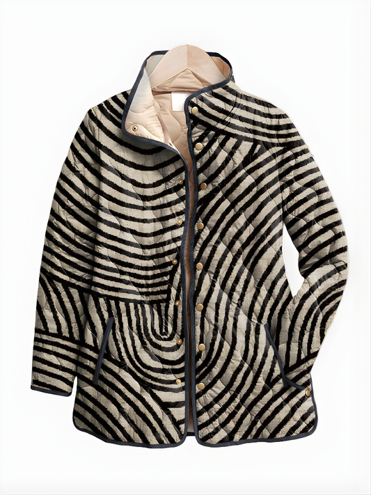 Hanna™ | Quilted Jacket with Hand-Drawn Retro Circular Design