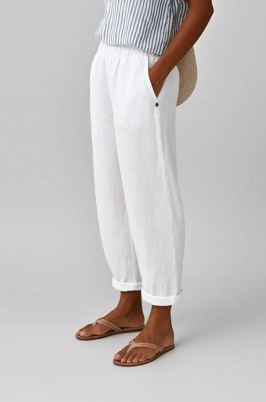 Elara - Natural Linen-Cotton Trousers