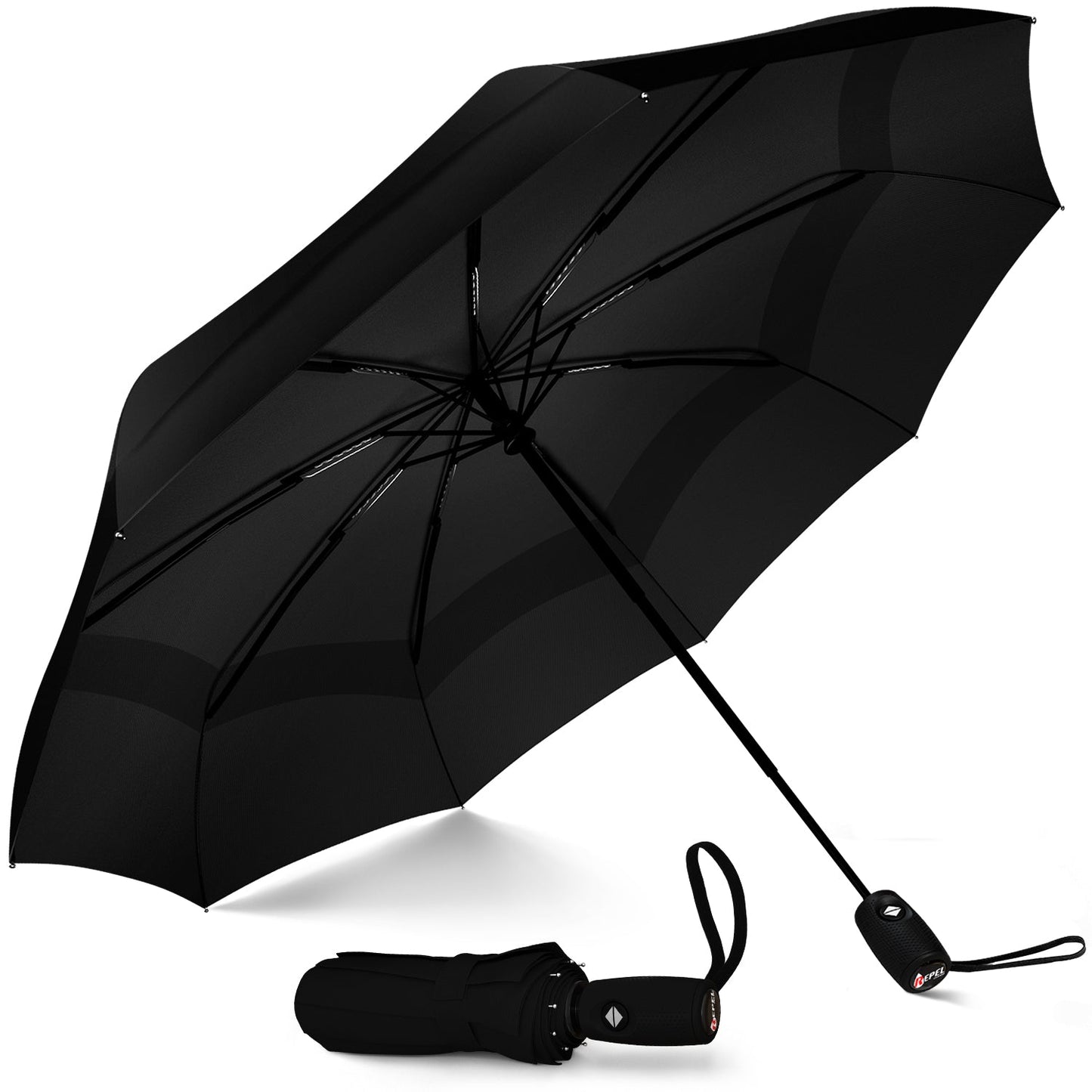 StormGuard™ Windproof Travel Umbrella- Compact, Automatic, Black
