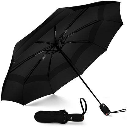 StormGuard™ Windproof Travel Umbrella- Compact, Automatic, Black