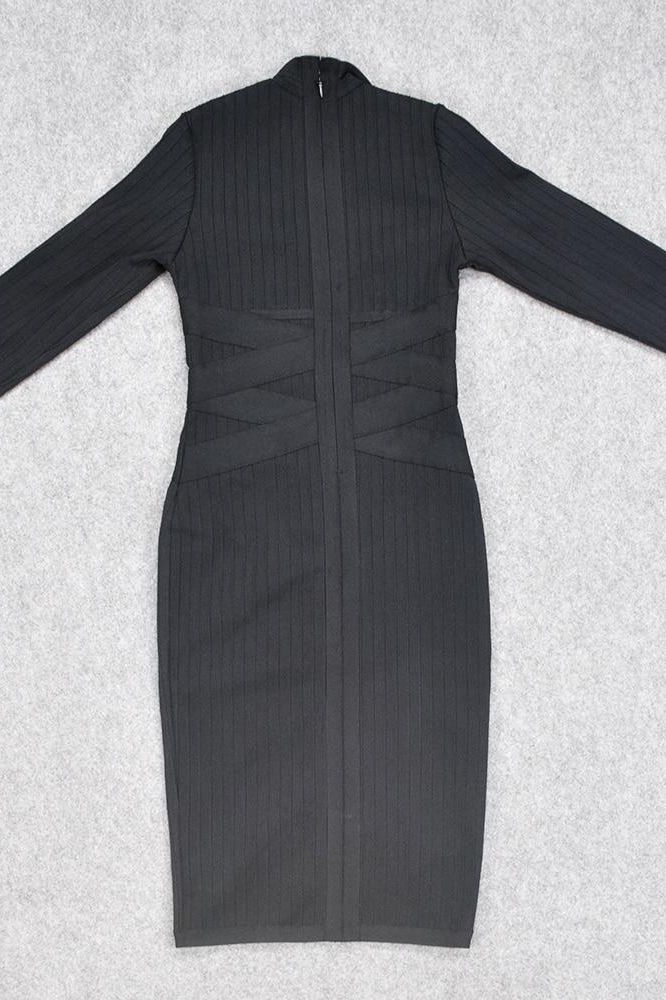 Grace Long Sleeve Bodycon Midi Dress - Classic Black