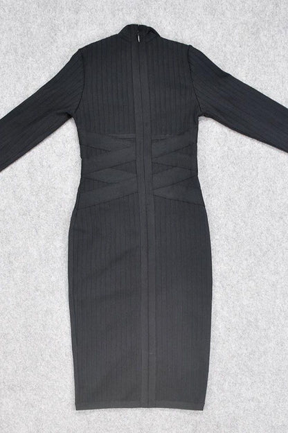 Grace Long Sleeve Bodycon Midi Dress - Classic Black